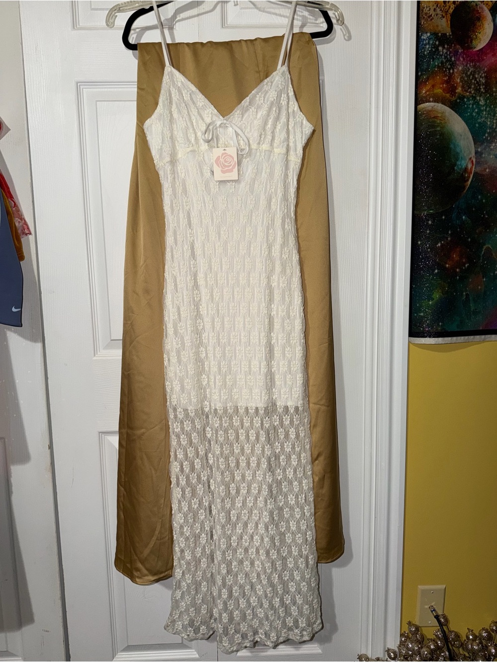 NWT Women's white Lace Slip Dress - No Comment Size XL